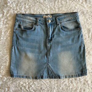 Light blue Denim Mini Skirt with Stretch - Juniors Medium / Womens Small